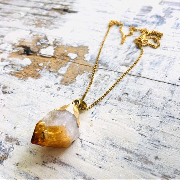 24k gold capped raw citrine necklace ✨ - Picture 3 of 4